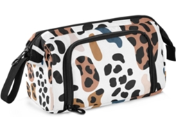 Estojo Grande com Zíper Multifuncional Estampa de Leopardo 24 X 9,5 15 Cm Resistente Durável Ergonômico