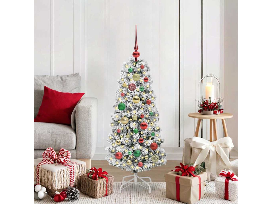 Vidaxl Árvore De Natal Articulada Artificial Verde E Branco 120 Cm