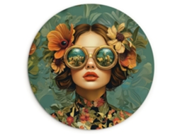 O Quadro Mulher - Flores - Borboletas - Natureza - Vintage 60x60 Cm