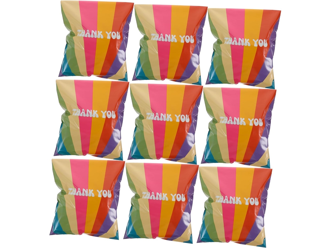 100 Paquet De Sacs Postaux Imperméables En Pe, Fermeture Adhésive Forte, Imprimé Arc-en-ciel, Légers, Pour Lot