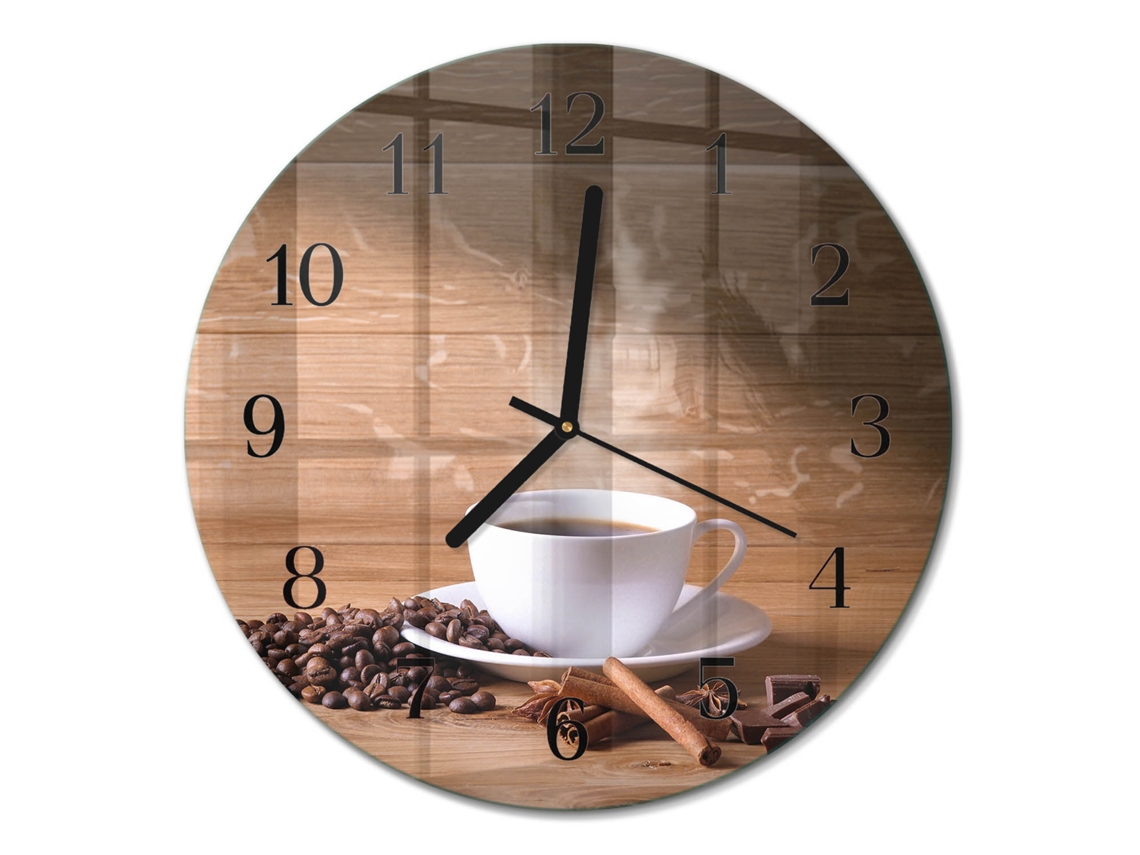 Relógio De Parede De Vidro Café Espelharte (30 Cm)