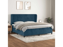 Vidaxl Cama Com Molas/colchão 200x200 Cm Veludo Azul-escuro