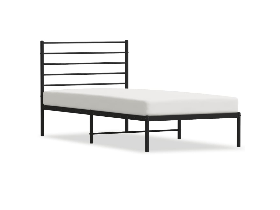 Estrutura De Cama Vidaxl Preto Aço (90x200 Cm)