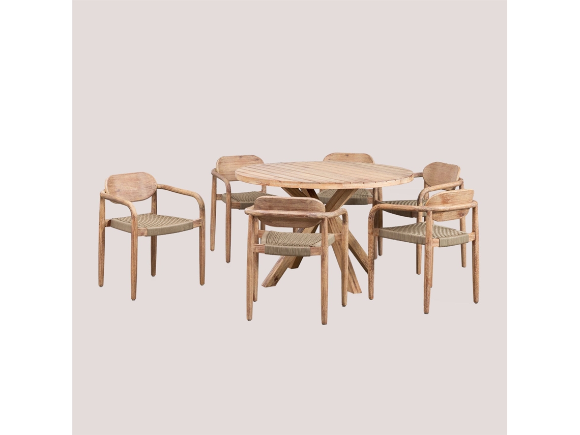 Conjunto de Refeição SKLUM (120 cm - Madeira - Bege)