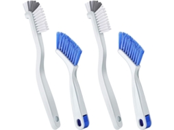 Conjunto de 4 pincéis de limpeza para garrafas, pia, cozinha, janelas e banheiro, branco e azul S/MARCA