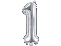 Balão PARTYDECO número 1 Foil 35cm Prateado