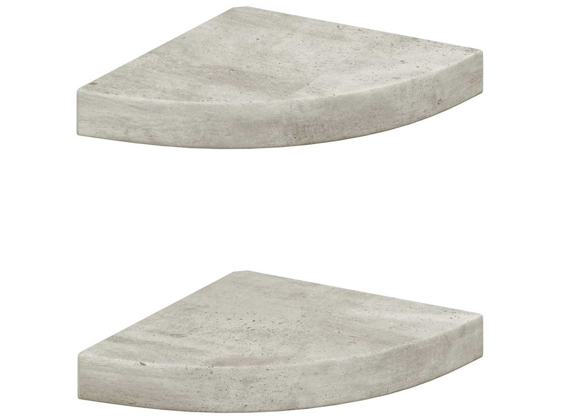 Prateleiras de Canto Parede 2 Pcs 25x25x3,8 Cm Mdf Cinzento MAISON EXCLUSIVE