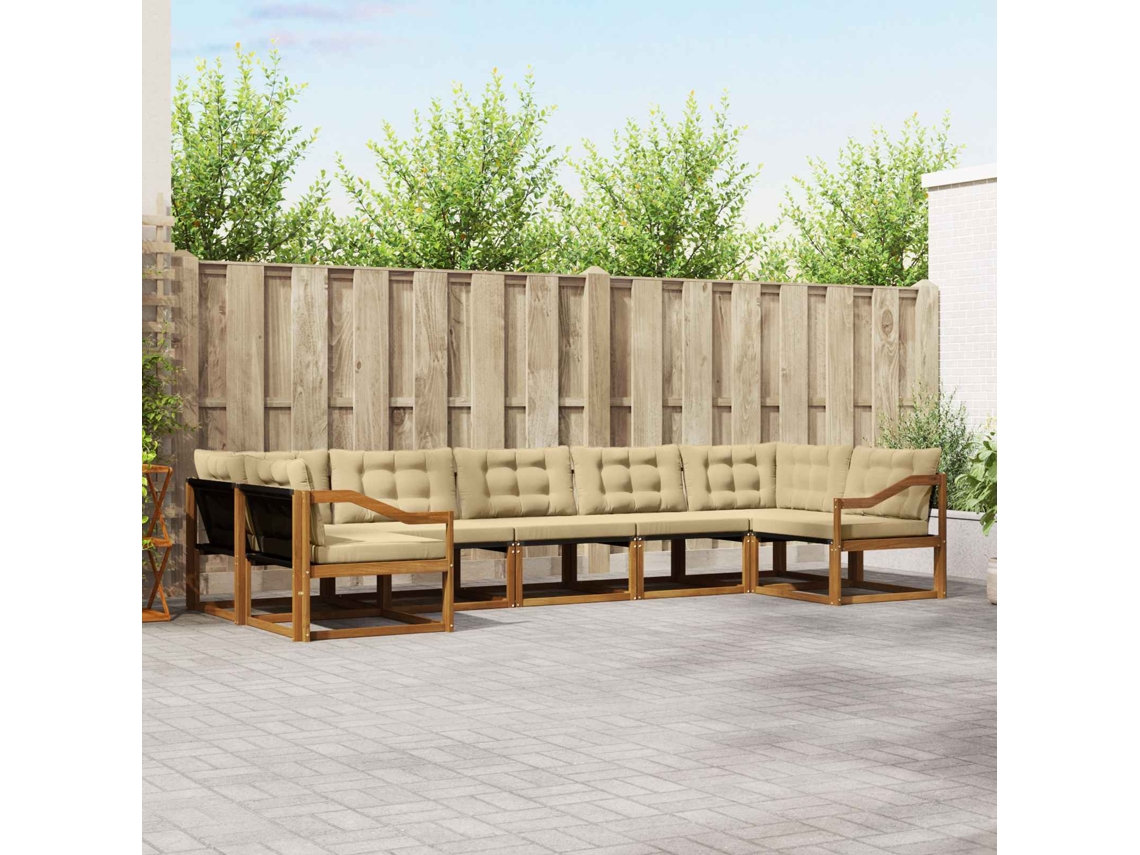 Vidaxl Conjunto De Sofás Para Exterior 7 Pcs Natural E Bege
