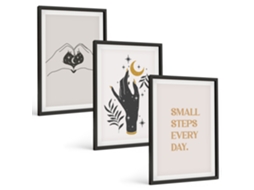 Conjunto De Pinturas Ilustrações Minimalistas Boho Espelharte (3 Peças 40x60 Cm)