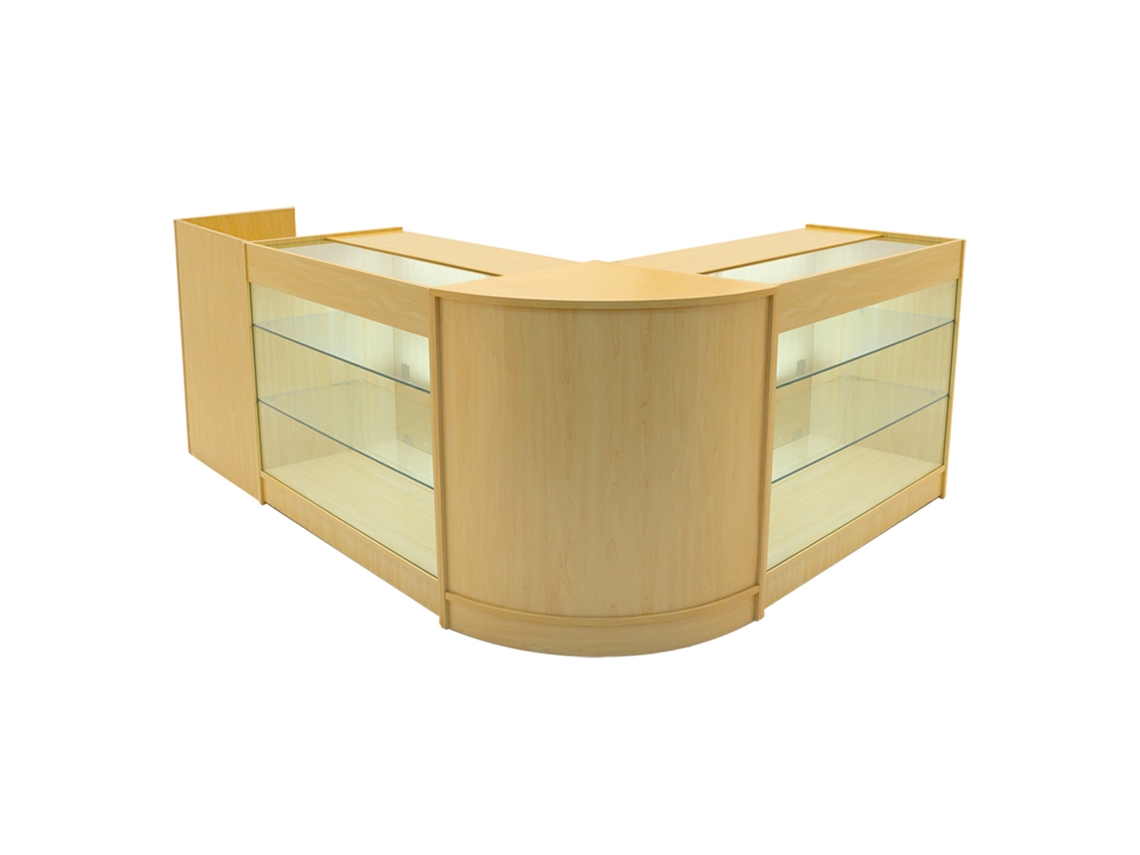 Conjunto de Balcões Comerciais MonsterShop Aries, Carvalho, CM60 2xK1200TB60, MDF e Vidro Temperado