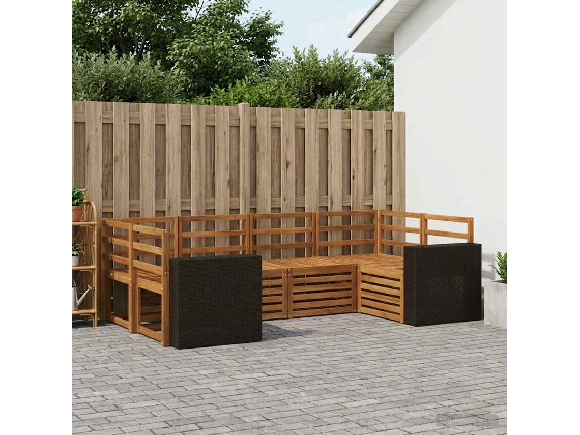 Vidaxl Conjunto De Sofá Sectional 6 Pcs Natural