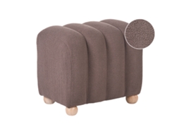 Puf Acanalado Con Patas De Madera Beliani Idyllwild De Bouclé Marrón 49x38x46