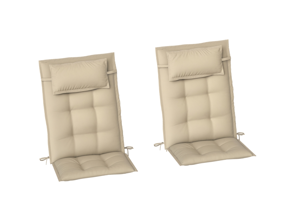 Conjunto de 2 almofadas para espreguiçadeira, à prova d'água 50x116x5 cm bege S/MARCA
