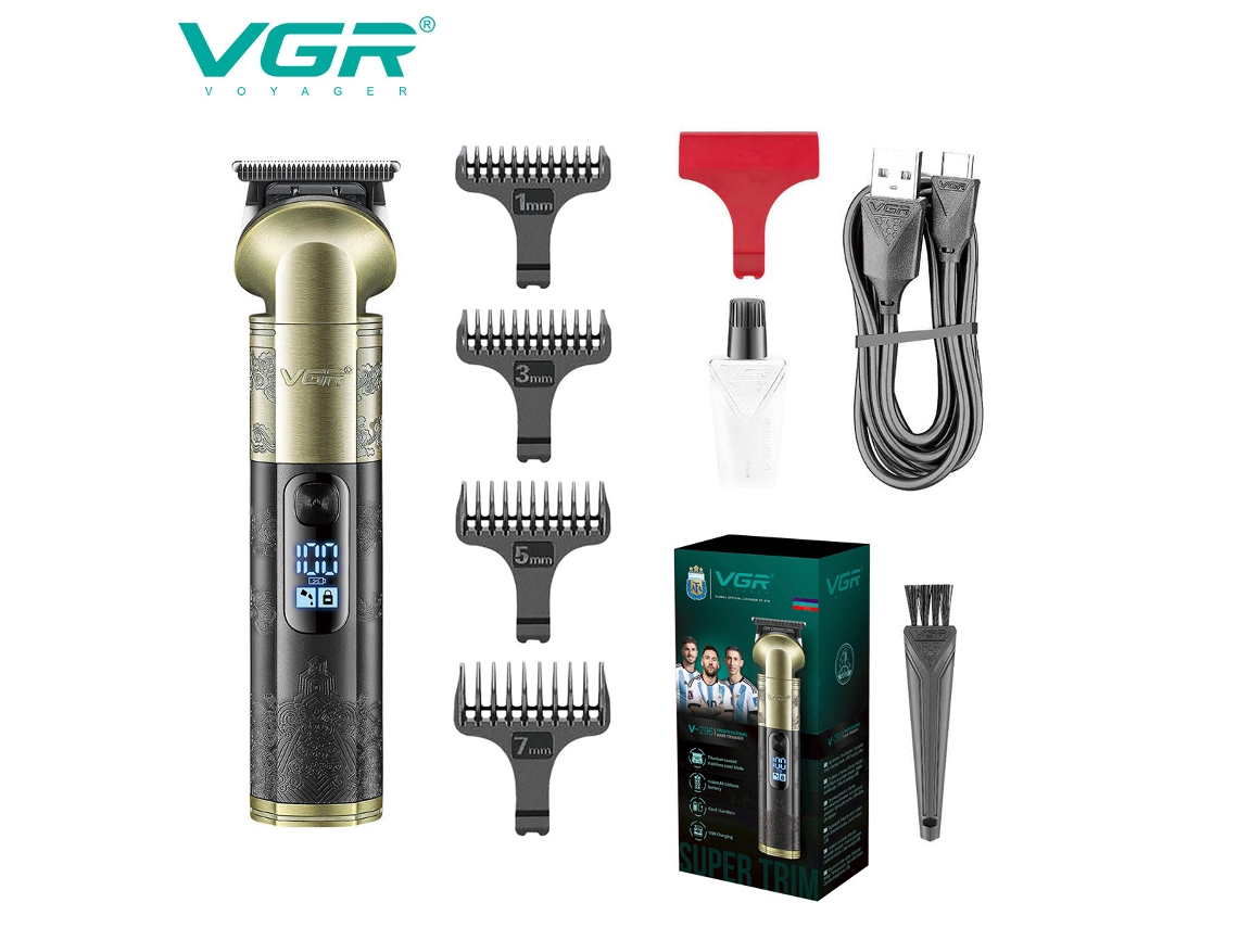 Máquina De Cortar Cabelo Com Lâminas Metálicas, Cabo Antiderrapante, Visor Digital E Design Gravado.