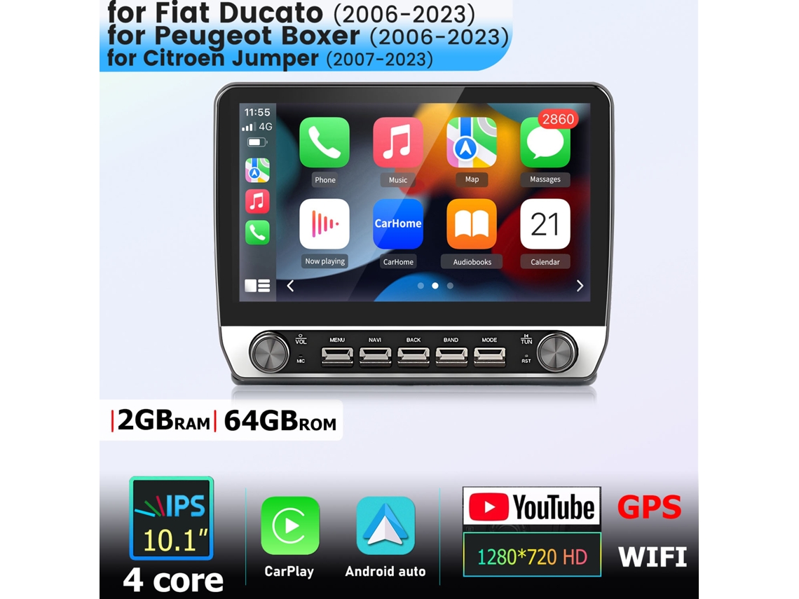Rádio Android Junsun V9 Para Citroën Jumper Peugeot Boxer Fiat Ducato 2006 202310.1 Hd 64gb Android Auto
