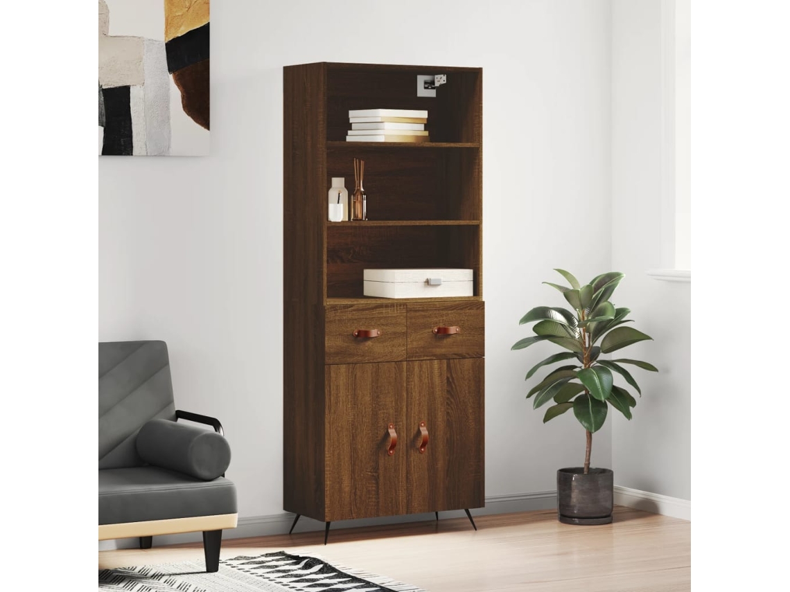 Armario alto 69,5x34x180cm Madera procesada Roble marrón
