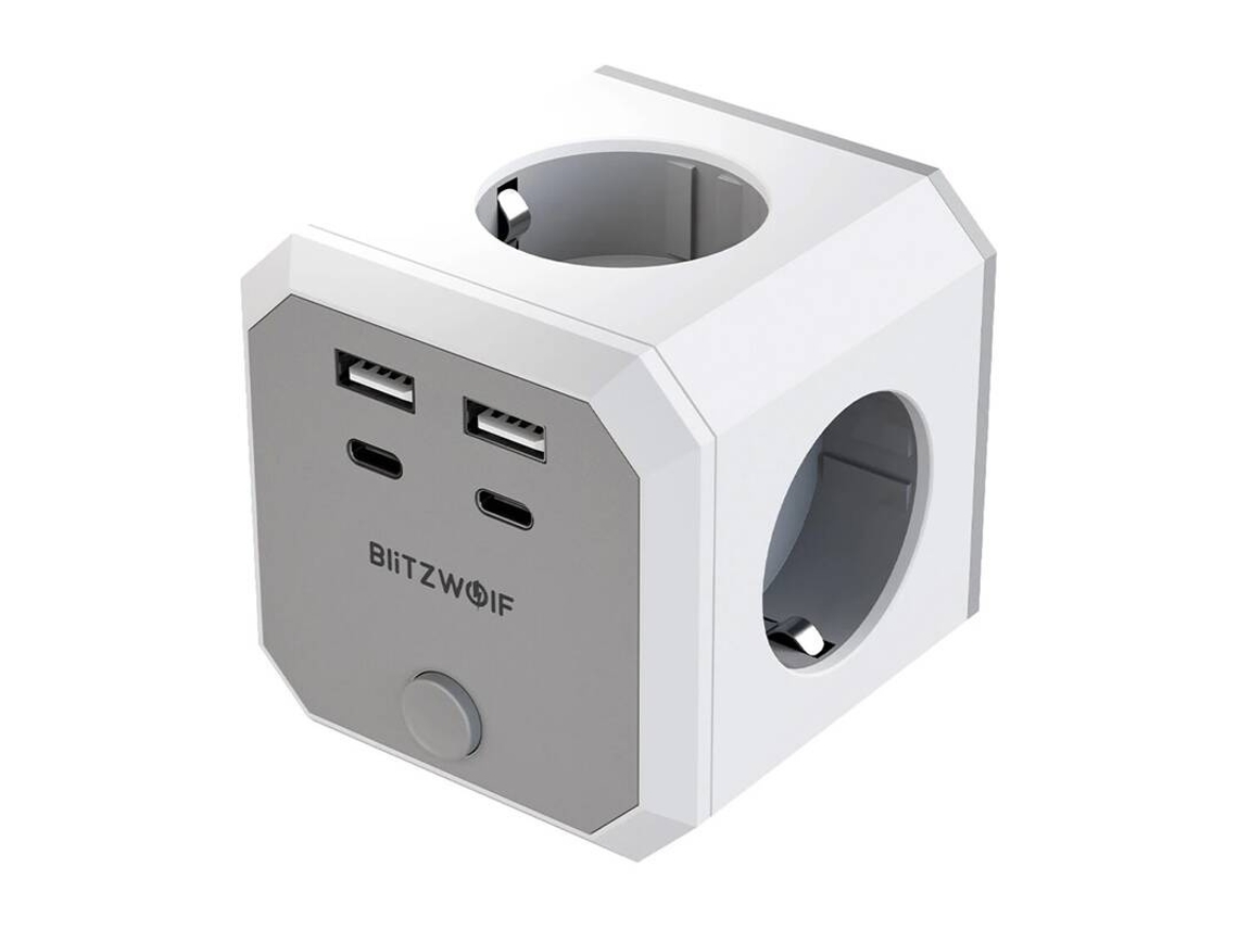 Adaptador de Energia BLITZWOLF 8 em 1 para 4 tomadas, 2 USB A, 2 USB C