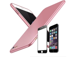 Kit Capa e Película Vidro 5D Full Cover iPhone 6, 6s SlimShield Rosa
