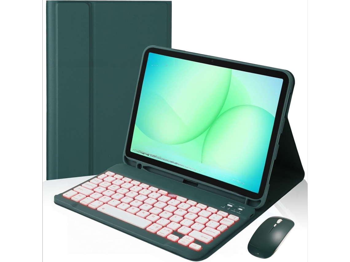 Capa Com Teclado Bluetooth Retroiluminado E Rato Para Samsung A11 Plus 11 Polegadas Sm-x230/x235/x236 (português-verde)