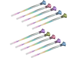 10 Canetas Em Gel Arco-íris, Coloridas, Com Grandes Diamantes,