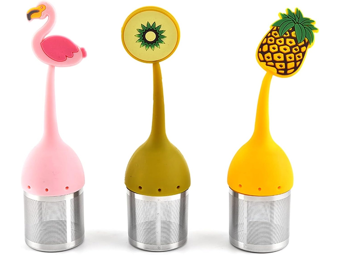 Infusor de Chá Silicone Filtro Ervas 3 Peças Malha Aço Inoxidável 304 Bonito com Alça para a Gra UISAVE