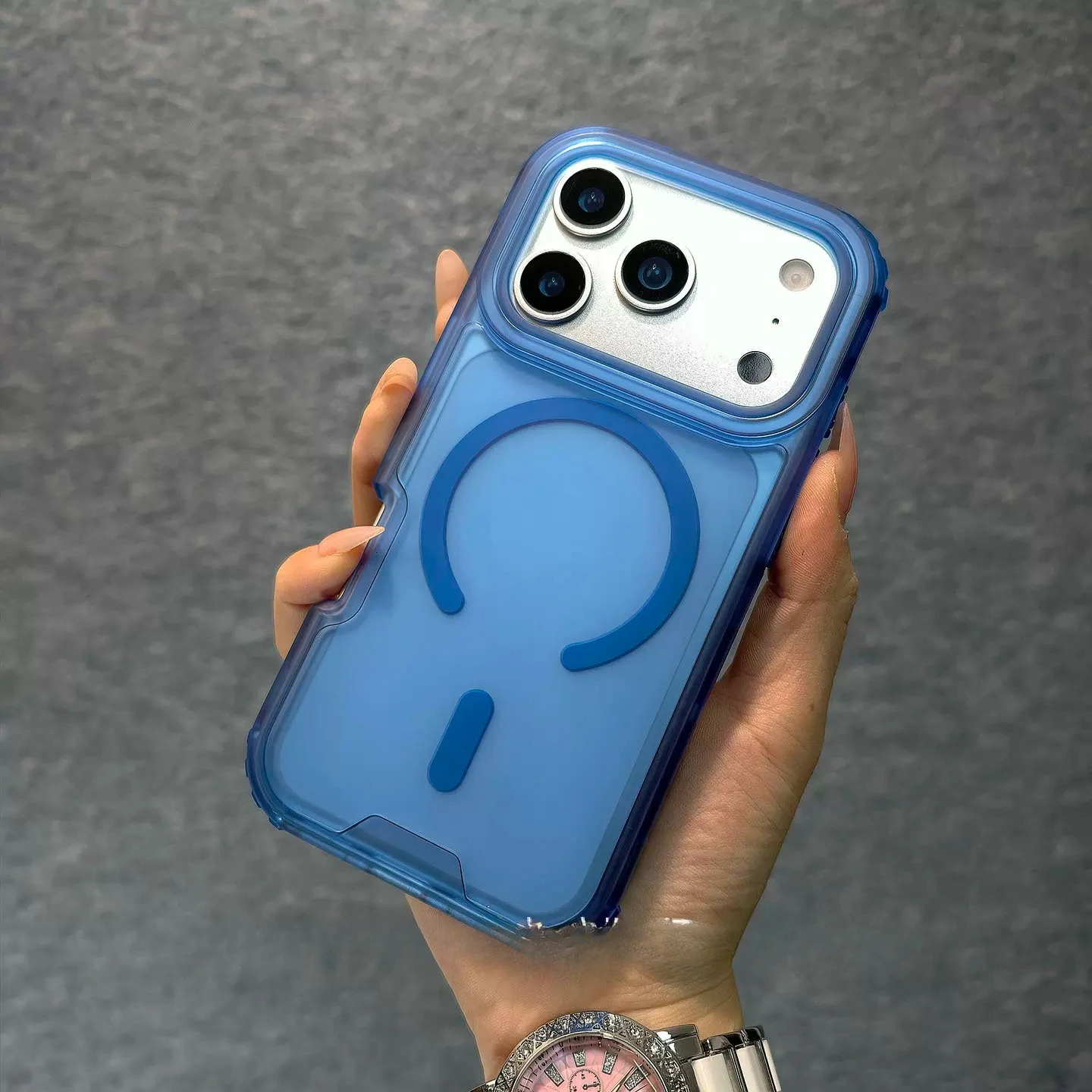 Capa Para Celular (azul Escuro Para Iphone 17) Fosca Magnética, Resistente A Impactos E Antiderrapante