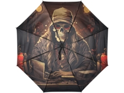 Guarda Chuva de Viagem automática dj caveira à prova feiras de tecido resistente ao vento