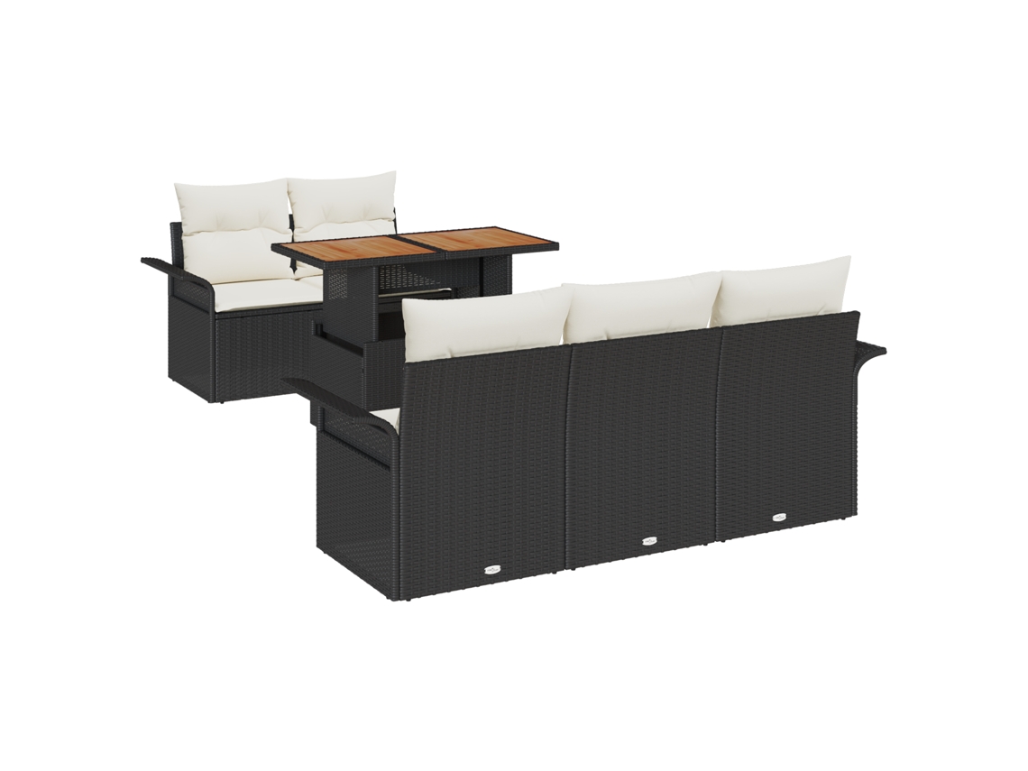 Conjunto 6 Conjunto De Sofá De Jardim Vidaxl Preto Vime Pe (100 X 55 X 73 Cm)