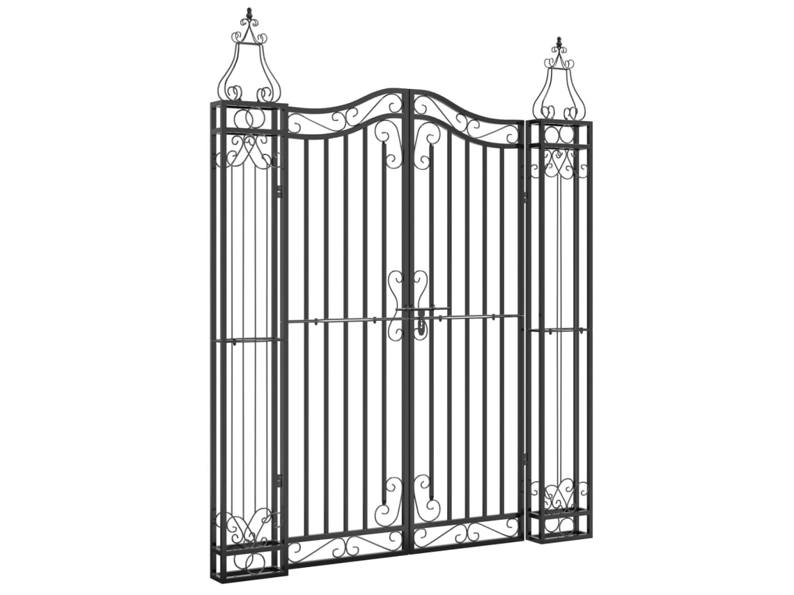 Vidaxl Portão De Jardim 121x8x150 Cm Ferro Forjado Preto