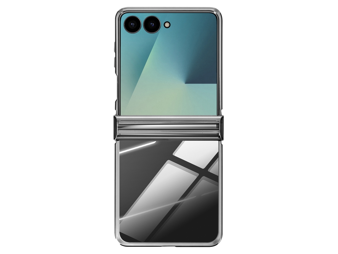 Avizar Capa Cromada Para Galaxy Z Flip 7 Com Proteção De Dobradiça Prateado
