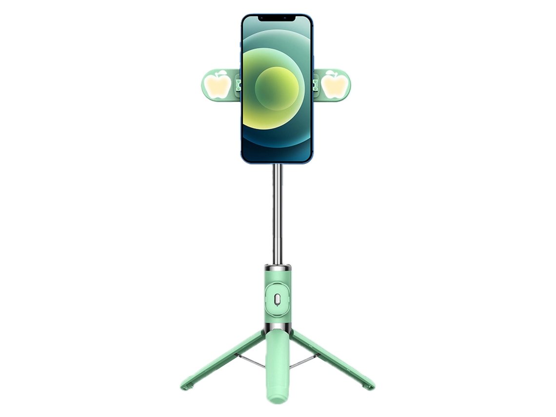 104cm Phone Tripod With Double Foldable Fill Light And Bluetooth Remote For Selfie Live Broadcast Green LAXISCREED