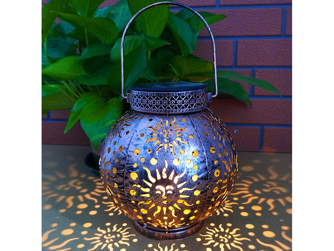 Lâmpada Solar Jardim Iron Face Projeção Lua Estrela Iluminação Paisagismo | S/MARCA