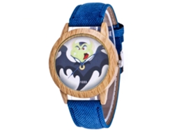 Reloj De Cuarzo De Aleación Con Simulación De Madera Zhoulianfa Halloween (azul Real)