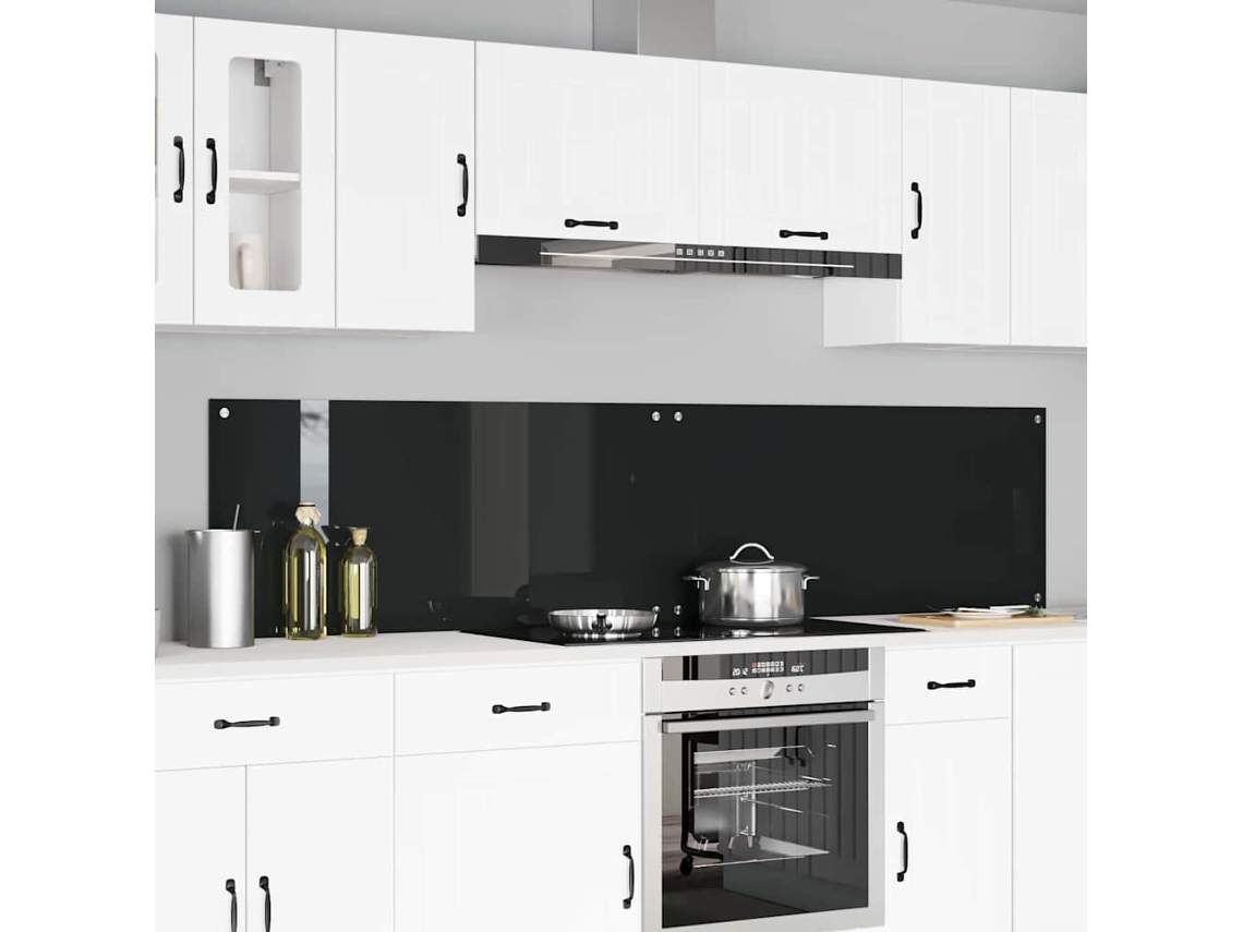 Vidaxl Painel De Cozinha 2 Unid. Preto 110 X 50 Cm Vidro Temperado