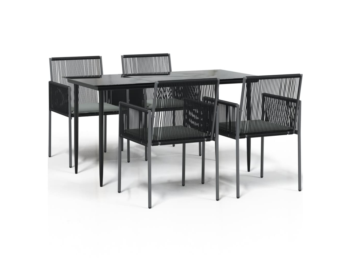Garden Dining Set, Garden Dining Sets Vidaxl Preto Rattan / Vime (140 Cm Table Length)