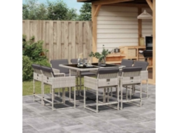 Vidaxl 9 Pcs Conjunto De Jantar P/ Jardim C/ Almofadões Cinzento Claro