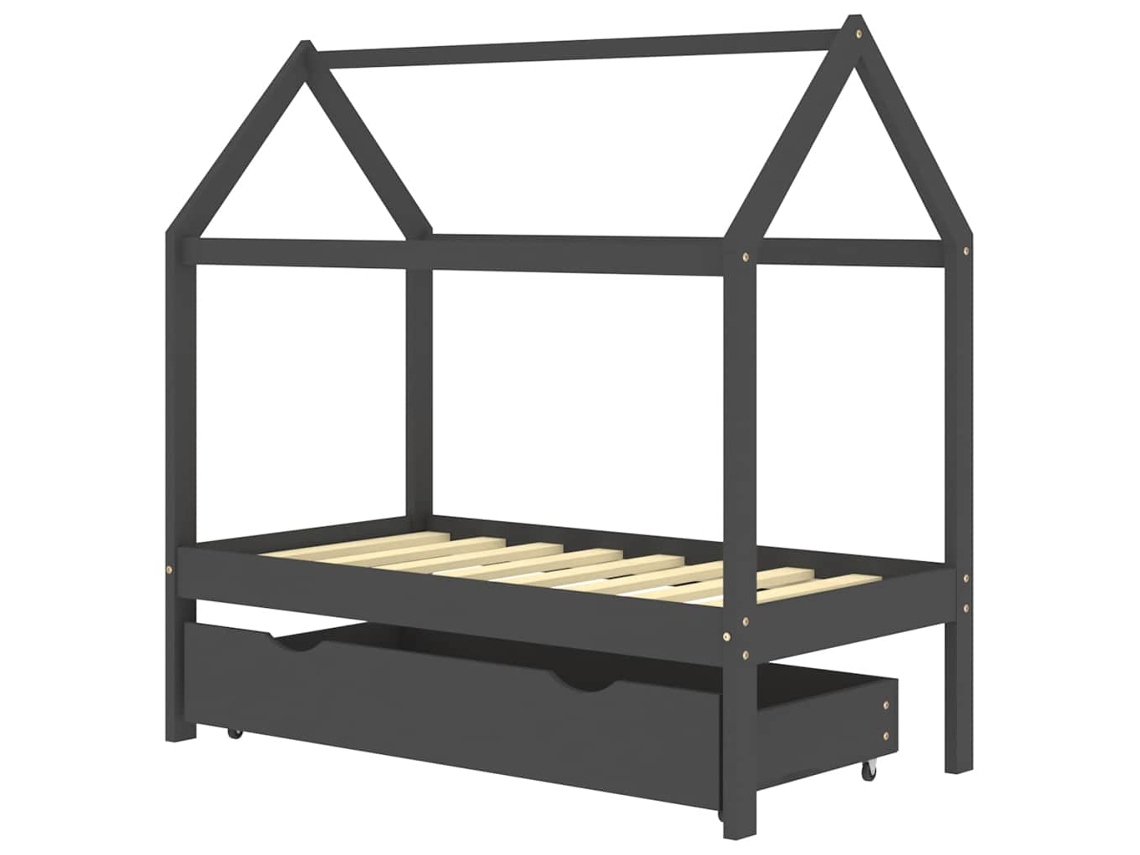 Kids Bed Frame, Kids Bed Frames Vidaxl Cinzeto Madeira De Pinho (70 X 140 Cm)