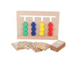 Primerox jogo de Quatro Cores Madeira Brinquedo Educativo Treinamento Lógico com 18 Cartões