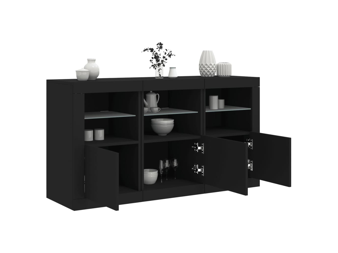 Aparador con luces LED 123x37x67 cm Negro