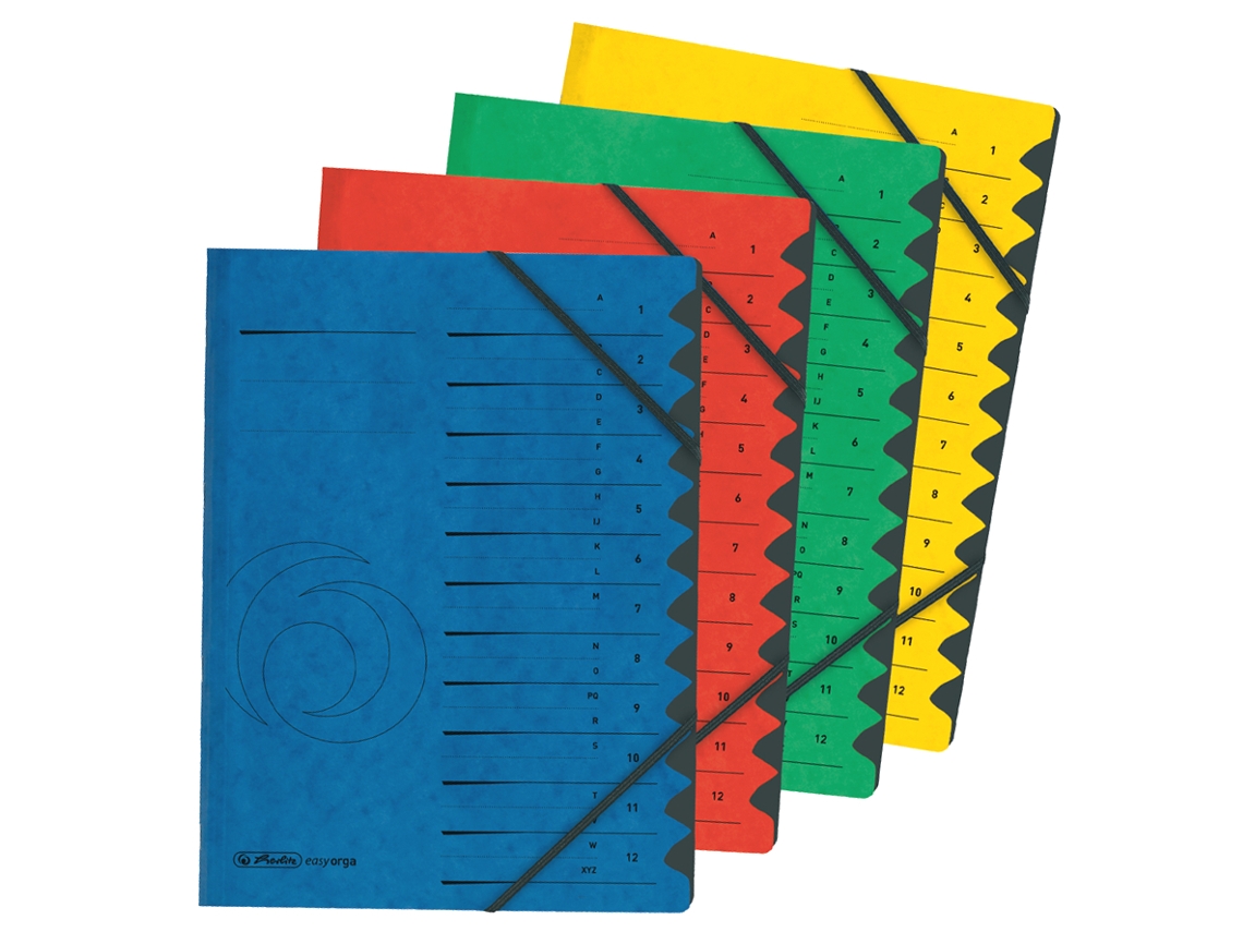 Pasta Organizadora HERLITZ Easyorga A4 Papelão 12 Compartimentos Vermelho