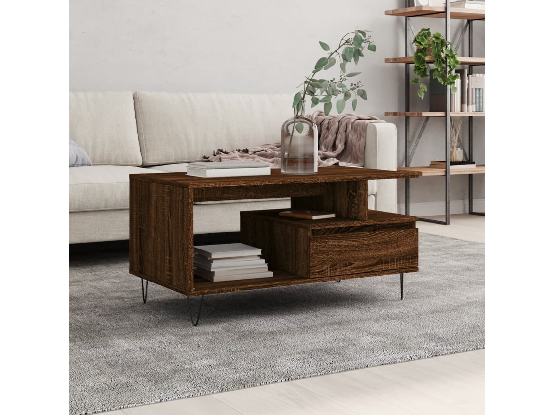 Mesa Centro Derivados Madeira Carvalho Castanho MAISON EXCLUSIVE (90x49x45 cm)