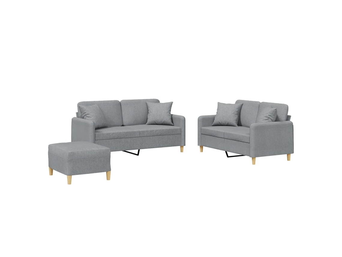 Conjunto de 3 Sofás com Almofadas Tecido Cinzento claro MAISON EXCLUSIVE