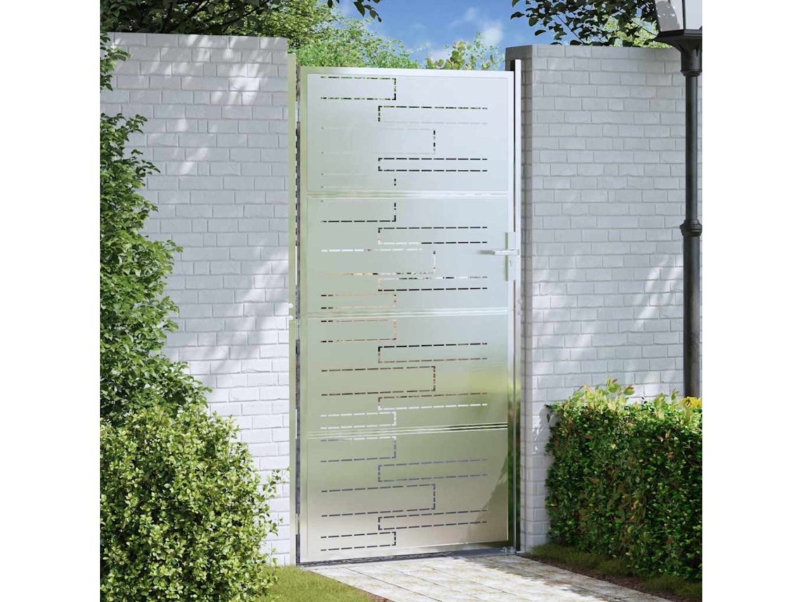 Vidaxl Portão De Jardim 85 X 174 Cm Aço Inoxidável Prateado Trancável