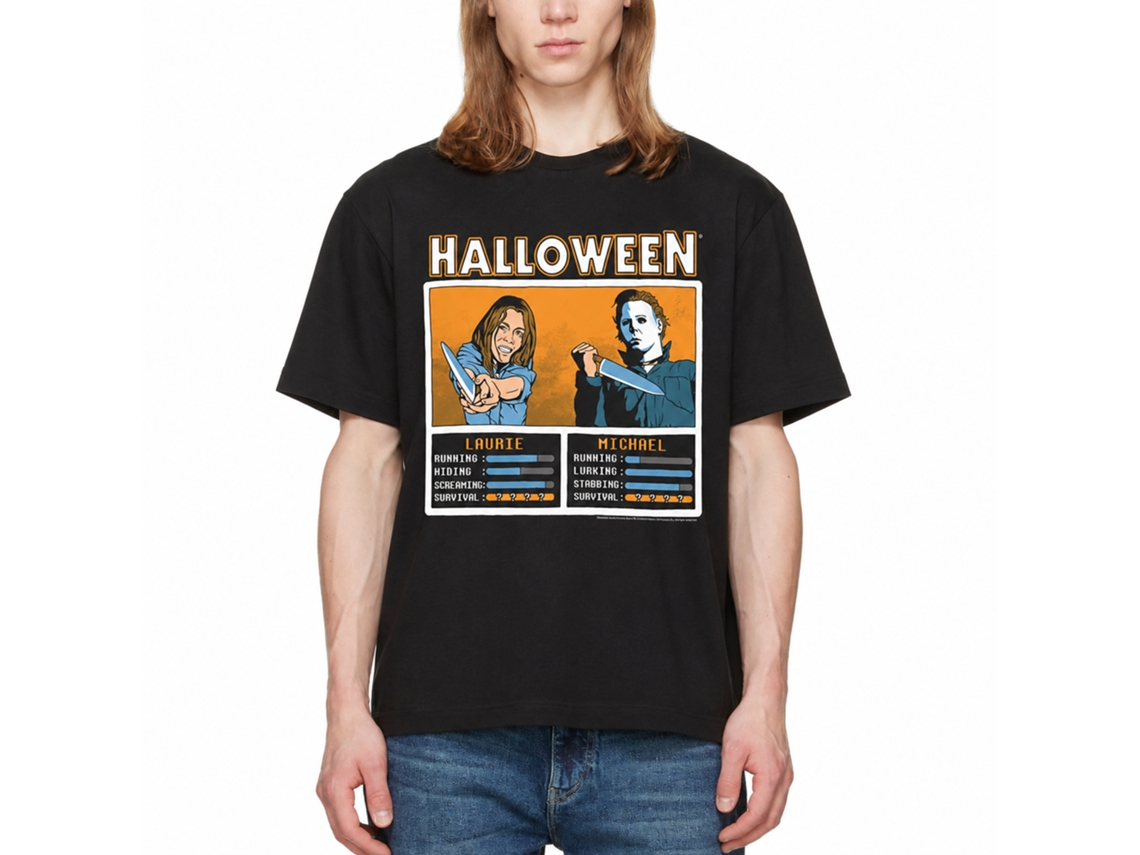 Rockinstone Halloween Movie Laurie Vs Michael Face Off Black Adult T-shirt Size:xxl
