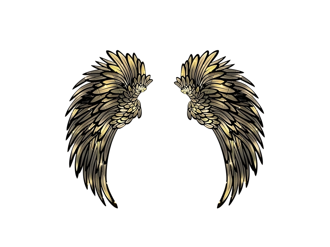 Asas de Anjo Metal Arte Parede Luz Led 14 Polegadas