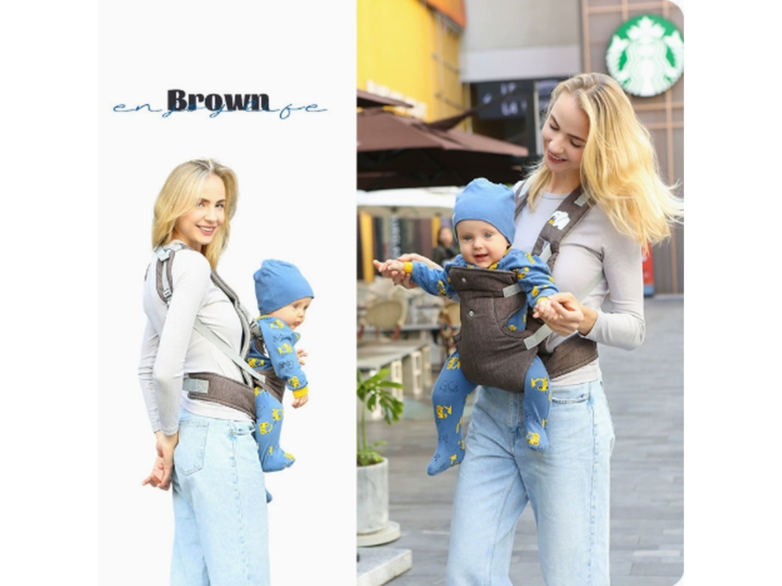Canguru De Bebê 4 Em 1 Ergonómico Ajustável Castanho