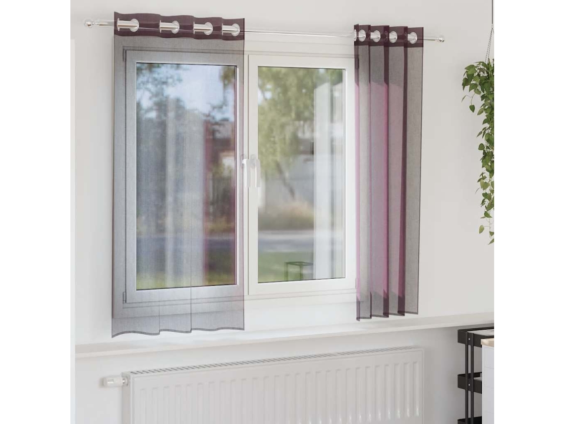 Vidaxl Cortinas De Voile Com Ilhós 2 Pcs Roxo 140x140 Cm