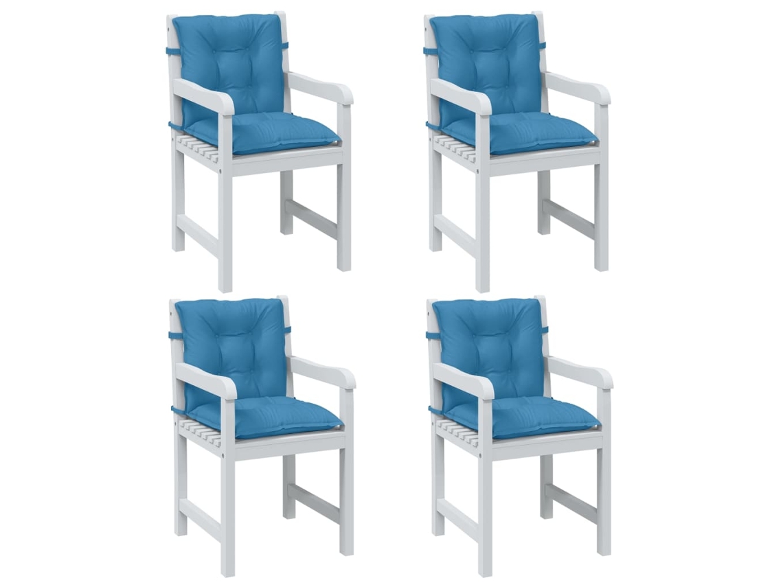 Vidaxl Almofadões Lombares P/ Cadeiras 4pcs Mesclado Tecido Azul