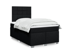 Vidaxl Cama Boxspring Com Colchão 120x190 Cm Tecido Preto