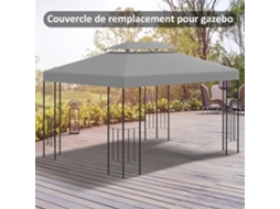 Tecido De Reposição Para Gazebo 3 X 4 M Poliéster Alta Densidade 180 G/m² Cinza Claro